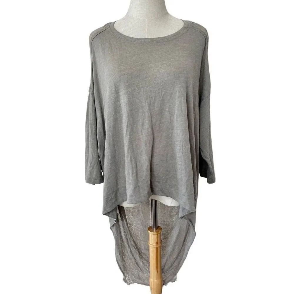 Raquel Allegra grey long sleeve knit back top